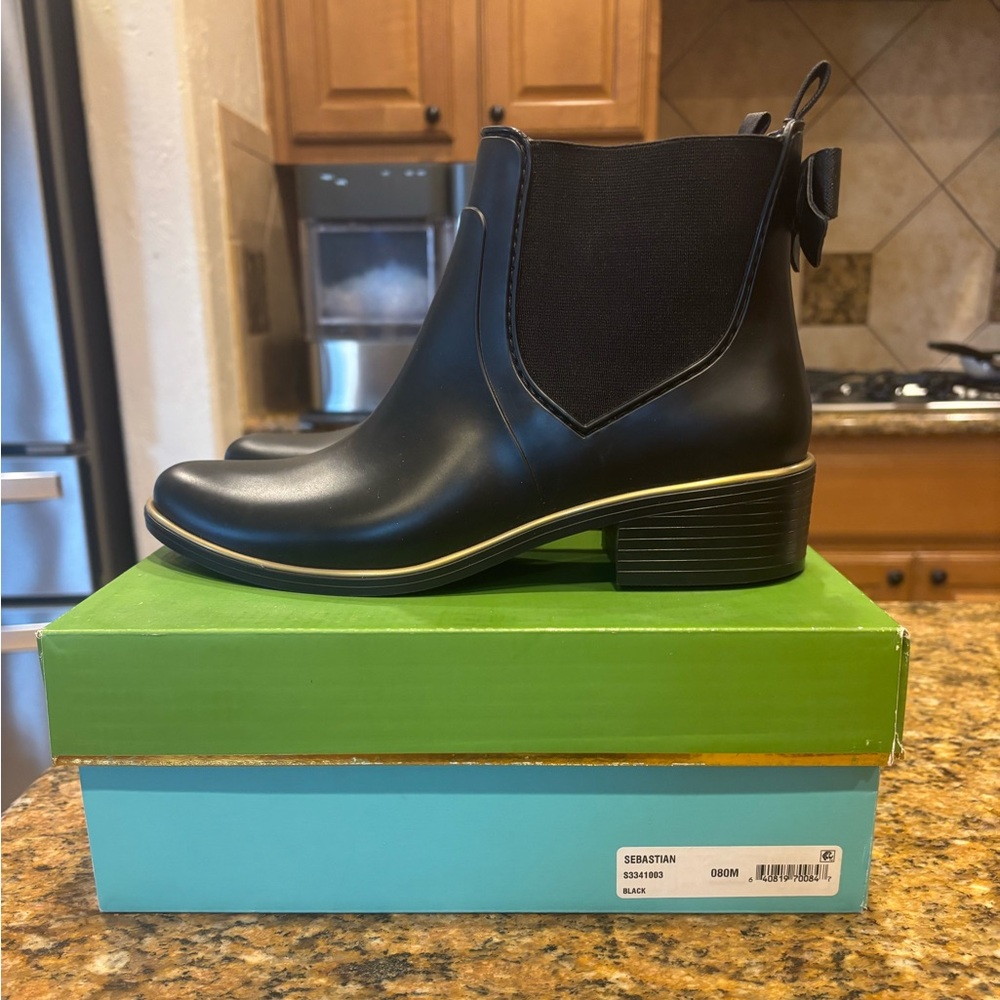 kate Spade Black Boots with Gold Trim